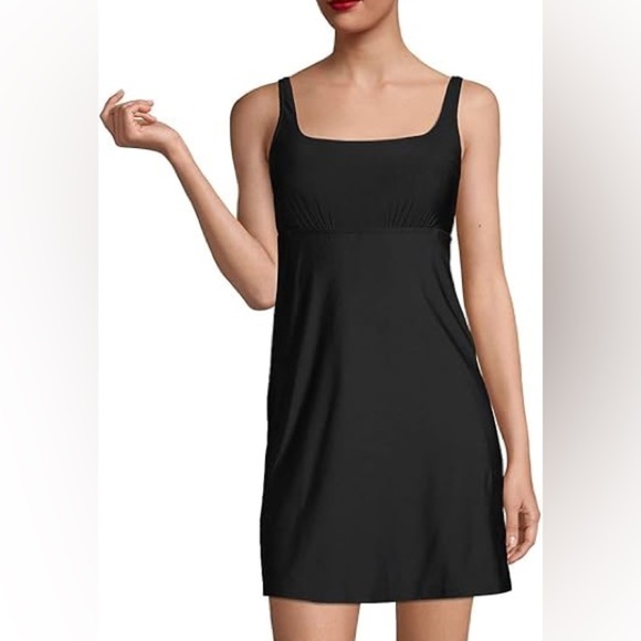 Lands’ End Black Swim Athletic Dress with Shorts Size 6D - Picture 1 of 8
